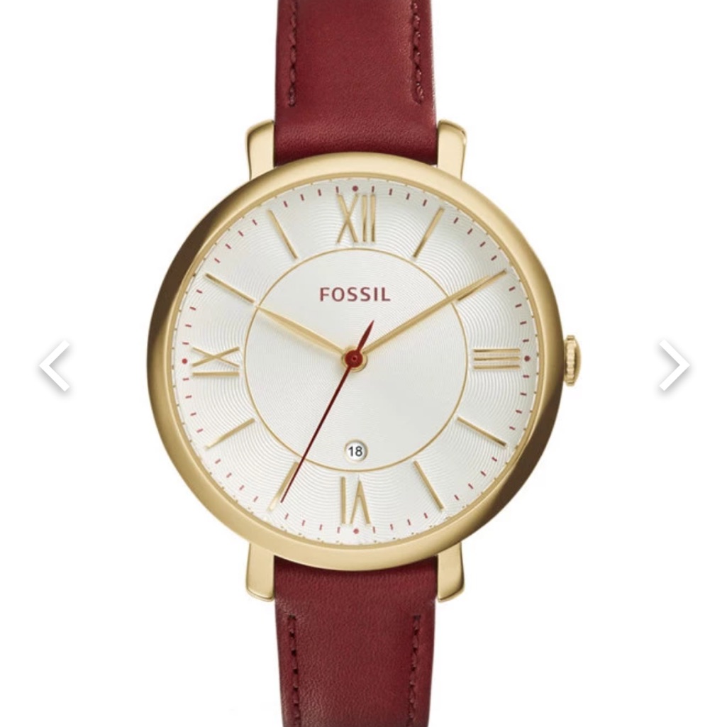 Fossil Jacqueline Burgundy/ Maroon Leather Watch Es3856